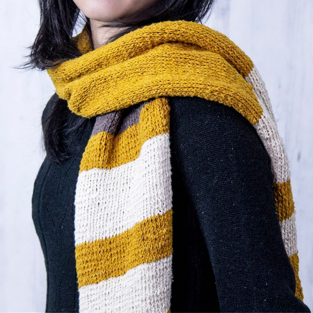 Color Block Striped Scarf Free Scarf Knitting Pattern – Muezart