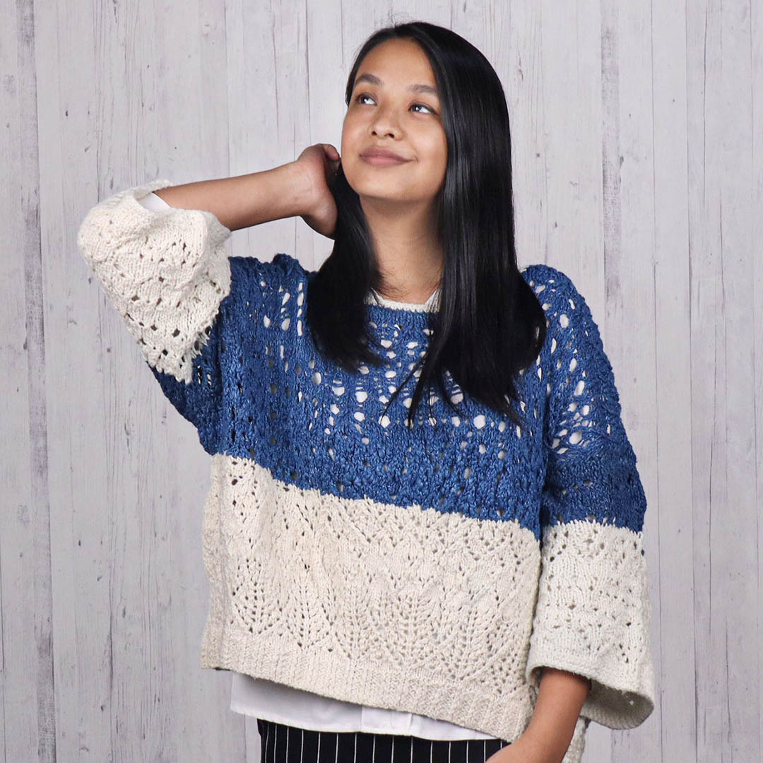 A Women Cordelia Indigo Eri Silk Open Sweater - Best Silk Sweater Online For Women