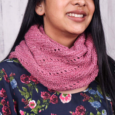 A Women Wearing A Pink Silk Shawl Made From Eri Silk - Best Silk Shawl For Women Online