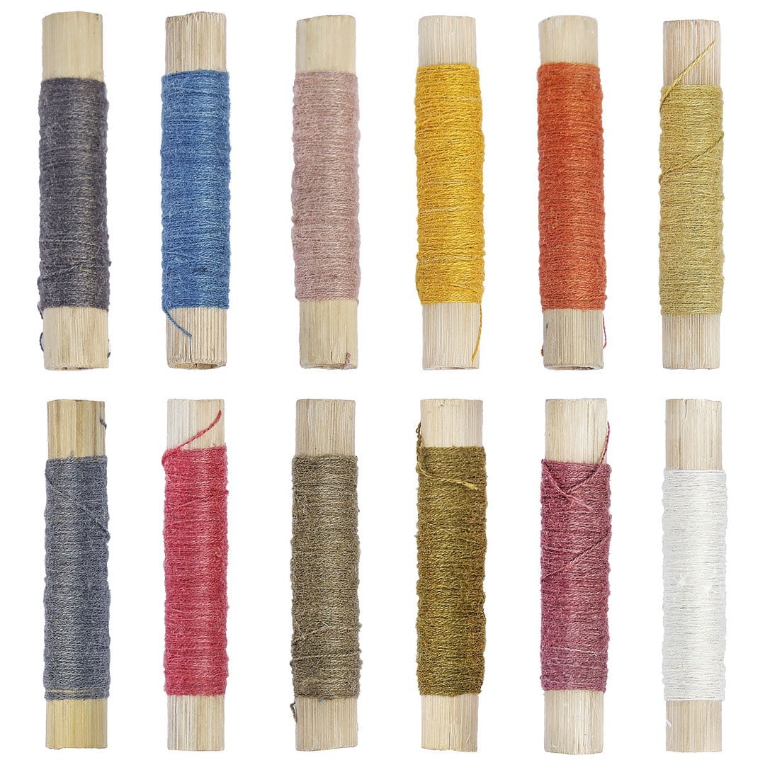 12 beautiful colours of embroidery threads made from Eri Silk