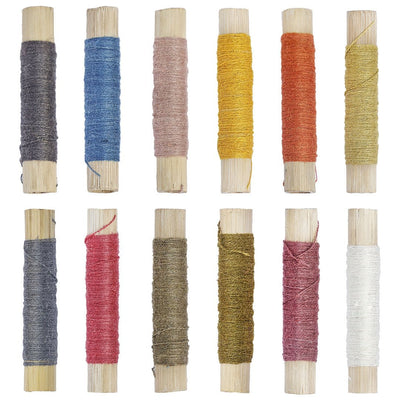 12 beautiful colours of embroidery threads made from Eri Silk