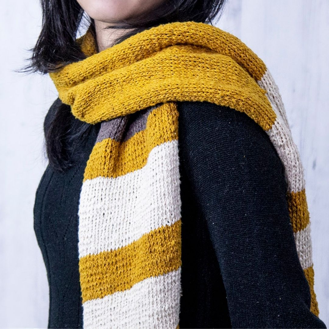 This Is A Color Block Striped Scarf For Women - Download Free Knitting Pattern From Muezart India