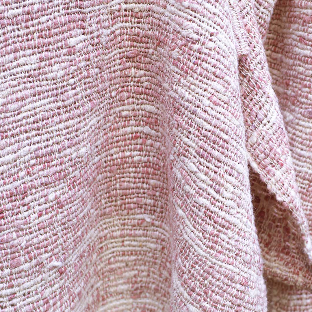 This is a Upcycled Pink Scarf Made From Eri Silk– Download this Free Silk Weaving Pattern Today