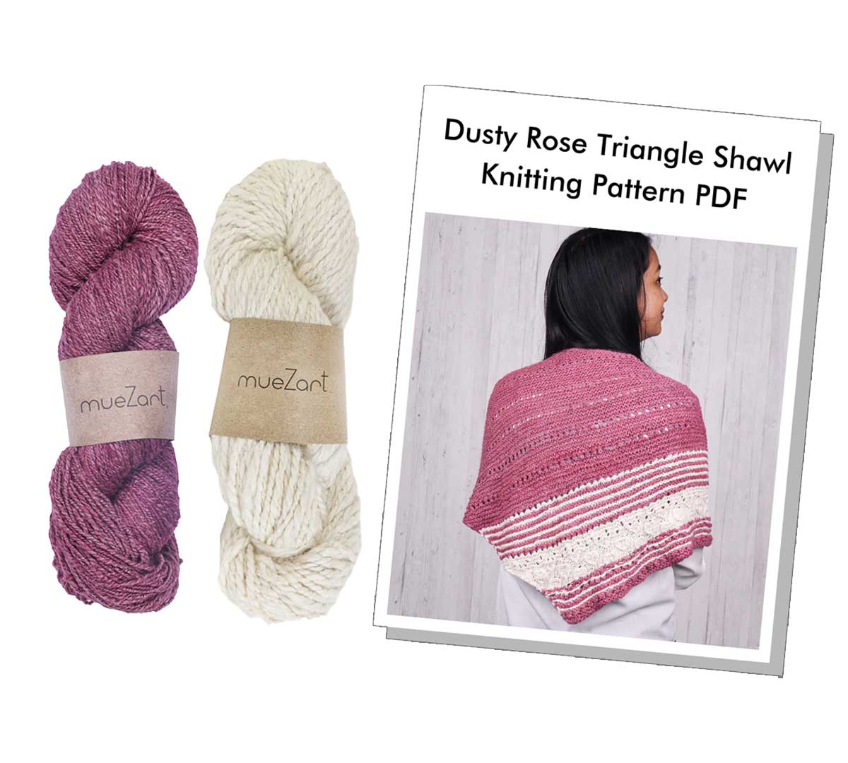 Dusty Rose Eri Silk Triangle Shawl - Knitting Kit