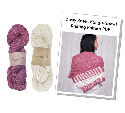 Dusty Rose Eri Silk Triangle Shawl - Knitting Kit