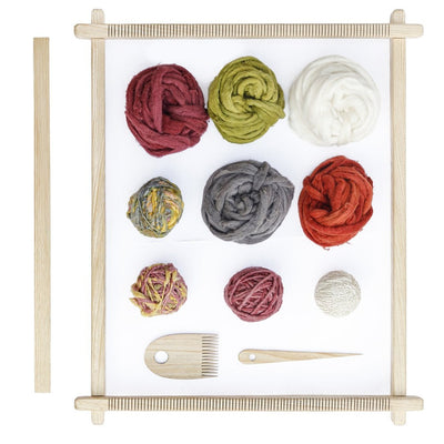 Large Tapestry Weaving Loom Kit and Eri Silk Yarn And Natural Fibers 