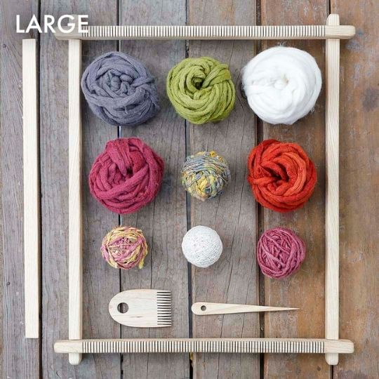 Large Tapestry Weaving Loom Kit - Eri Silk Yarn And Natural Fibers - DIY Weaving Loom For Beginners - Weaving Loom Kit For Tapestry