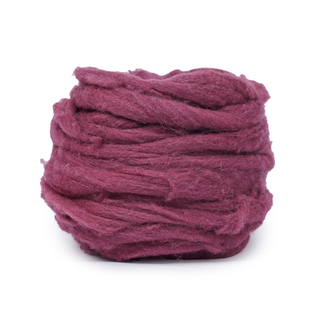 Eri Silk Maroon Dyed Fiber For Weaving On A Tapestry Loom - 