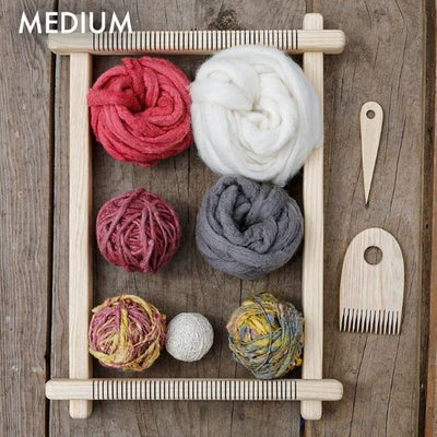 Medium Tapestry Weaving Loom Kit - Eri Silk Yarn And Natural Fibers - DIY Weaving Loom For Beginners - Weaving Loom Kit For Tapestry