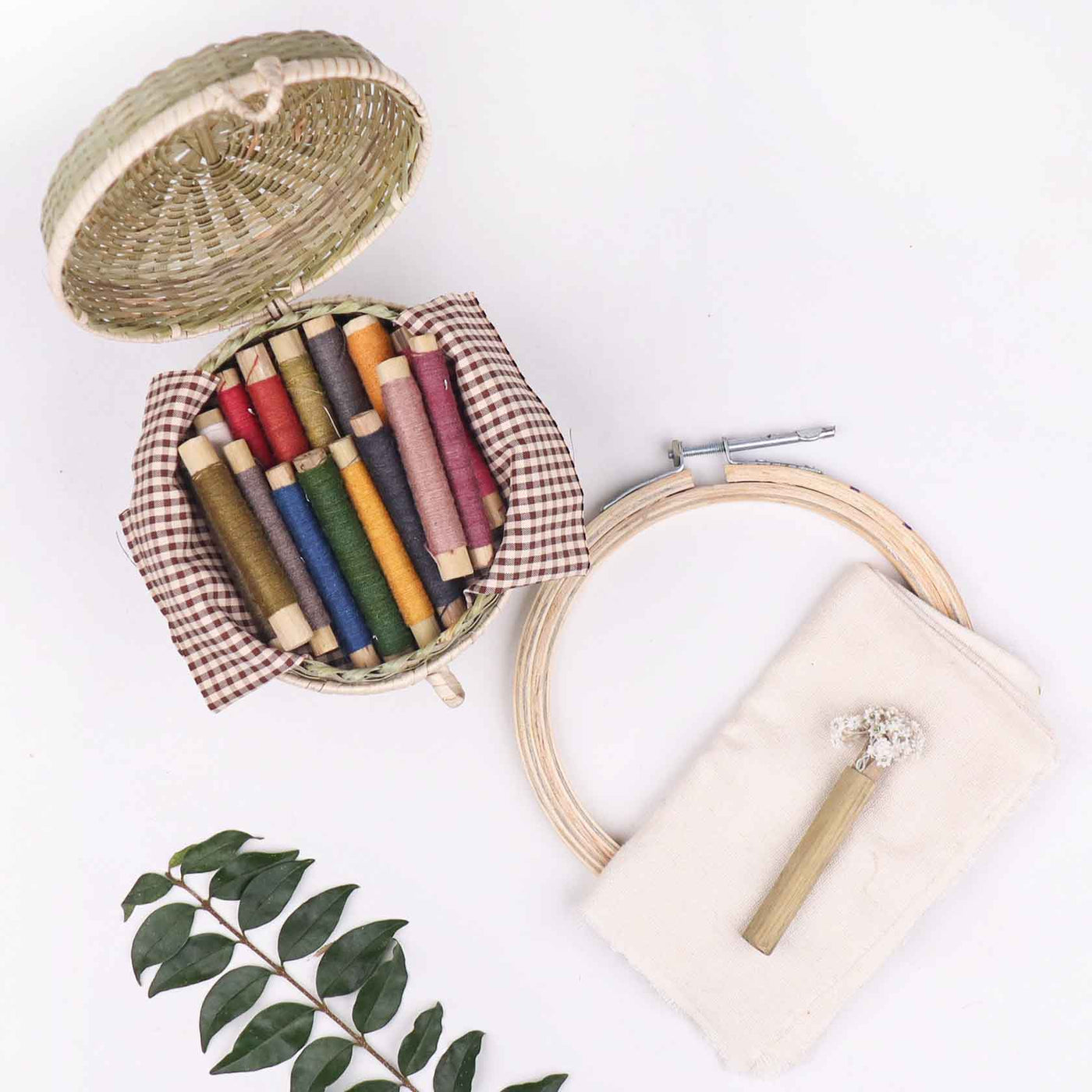 Embroidery Bamboo Basket Gift Kit