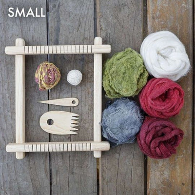 Small Tapestry Weaving Loom Kit - Eri Silk Yarn And Natural Fibers - DIY Weaving Loom For Beginners - Weaving Loom Kit For Tapestry
