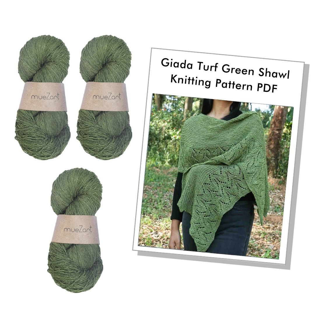 Giada Turf Green Shawl - Knitting Kit