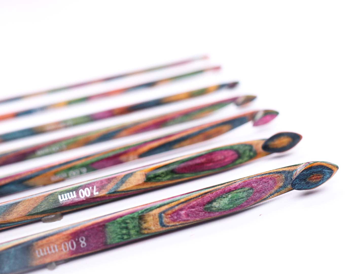 Vibrant Wood Single Ended Crochet Hooks