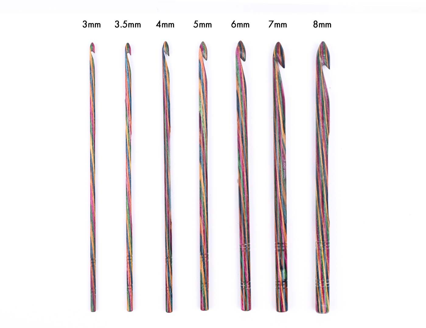 Vibrant Wood Single Ended Crochet Hooks