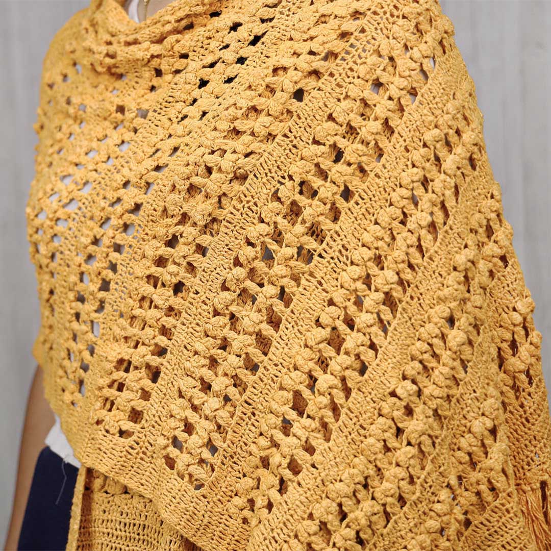 Bloom Crocheted  Eri Silk Shawl For Women - Best Silk Shawl For Women
