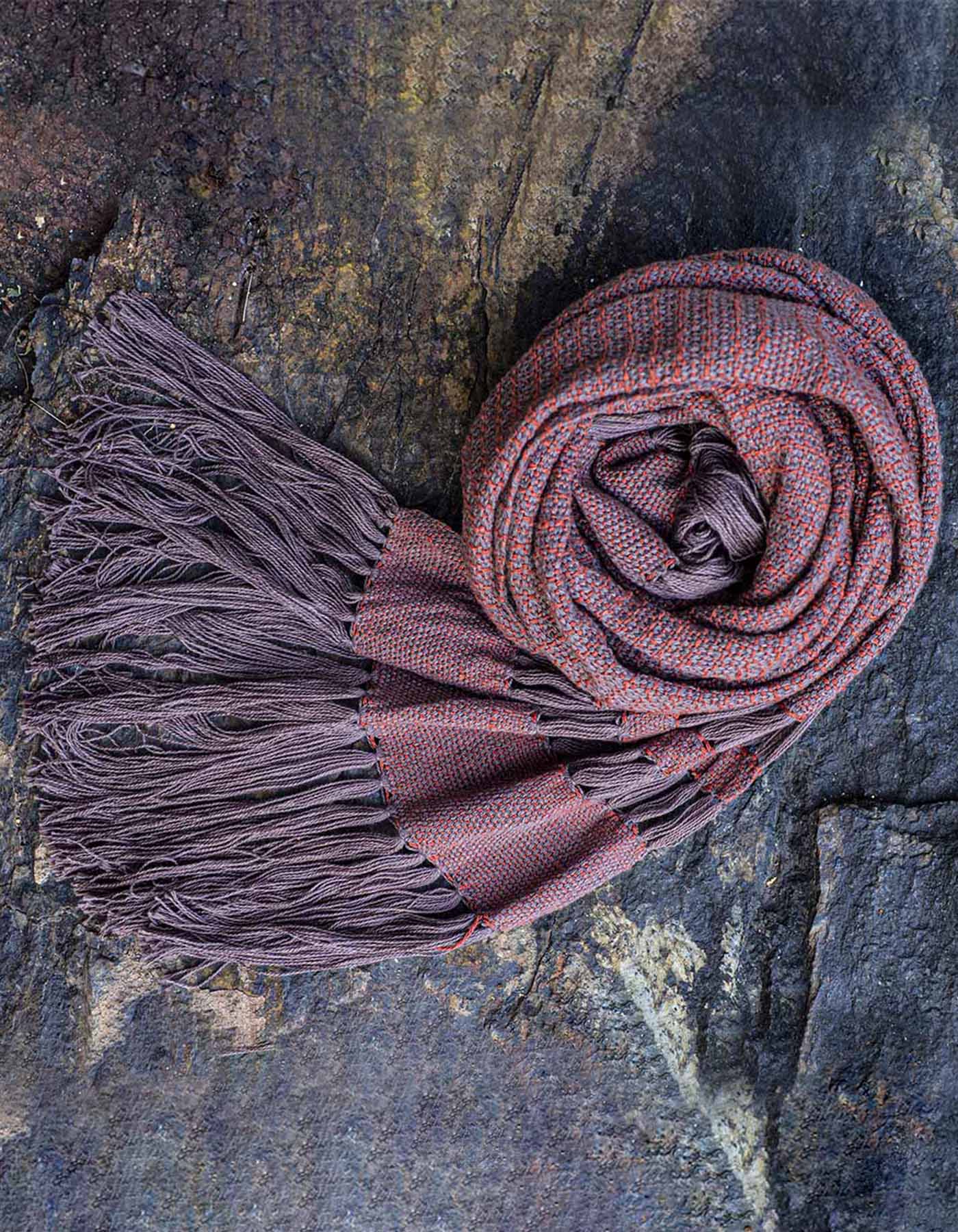This is a Orange Woven Scarf Made From Eri Silk– Download this Free Silk Weaving Pattern Today
