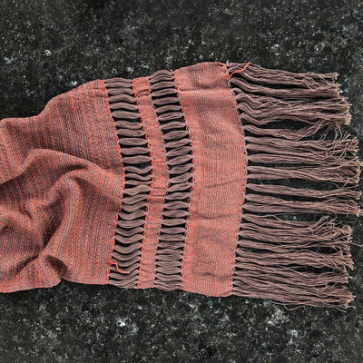 This is a Orange Woven Scarf Made From Eri Silk– Download this Free Silk Weaving Pattern Today