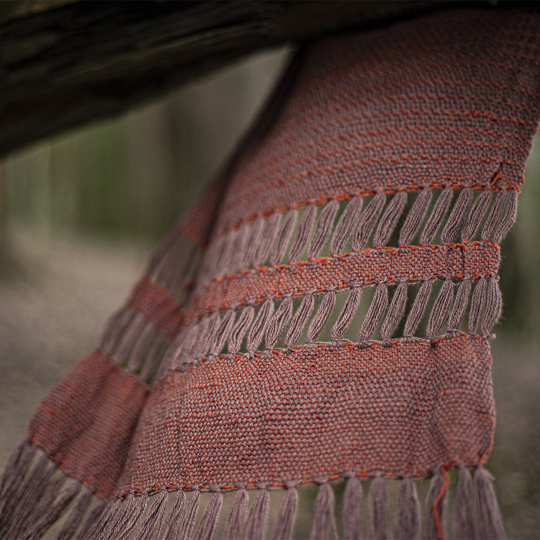 This is a Orange Woven Scarf Made From Eri Silk– Download this Free Silk Weaving Pattern Today