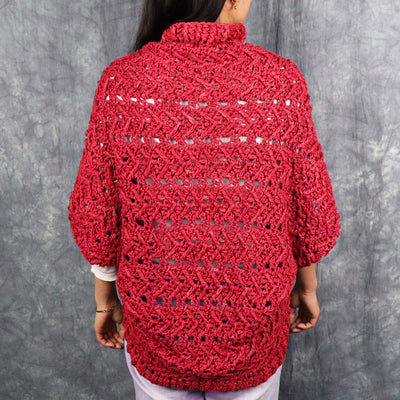 Ruby Red Eri Silk Shrug Crocheted Pattern