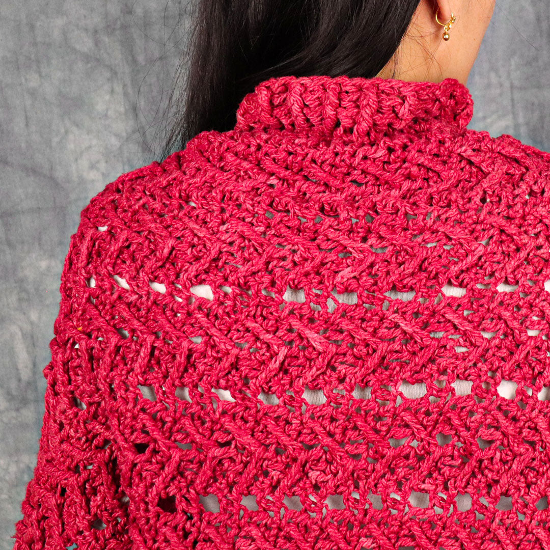 Ruby Red Eri Silk Shrug Crocheted Pattern